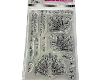 Playful Peacock Clear Stamp & Die-Namics Set My Favorite Things CS-313 MFT