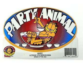 Garfield Cat Sticker Party Animal Funny New Years Eve Punch Bowl 6 x 3,5"