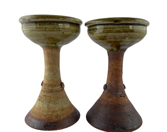 Ashiya Pottery Goblet Wine Chalice Japanese Stoneware Hand Made Decor