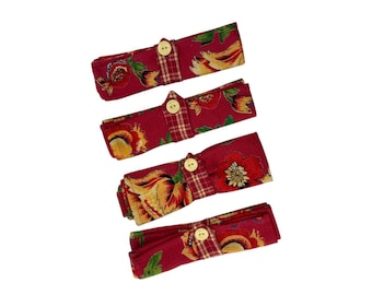 April Cornell Floral Napkins Red Waffle Weave Set of 4 Kitchen Dining