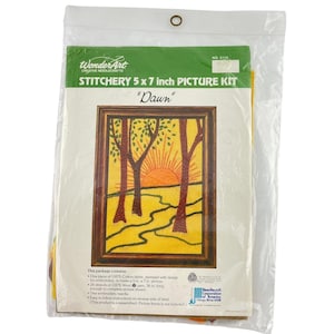 WonderArt Stitchery Embroidery Kit Dawn in a Forest Stamped Design Vintage 70s