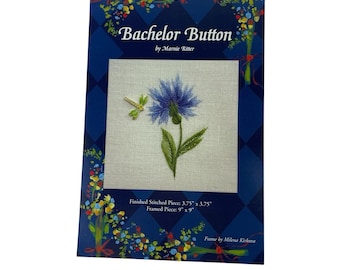 Bachelor Button Marnie Ritter Surface Embroidery Canvas Instructie 3,75 x 3,75 in
