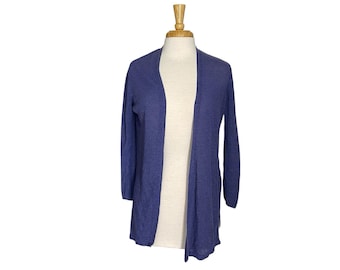 J. Jill Cardigan-sweater dames klein linnenmix open voorkant Lagen look blauw