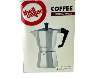 The Cellar Espresso Maker Stovetop Aluminum 6 Cup Capacity Vintage 90s Italy