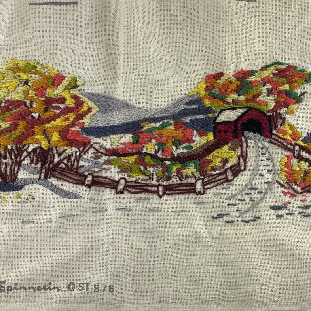 Kit De Broderie Crewel Vintage Spinnerin Gamercy Parc Arbres - Complet, En Très Bon état