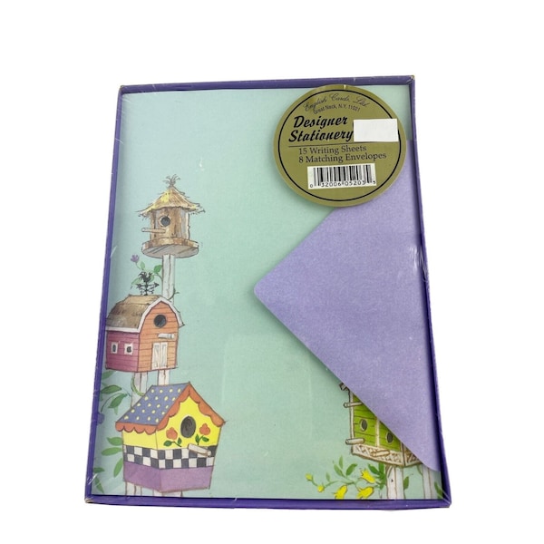 English Cards Ltd. Birdhouse Stationery 15 Sheets 8 Matching Envs. Green