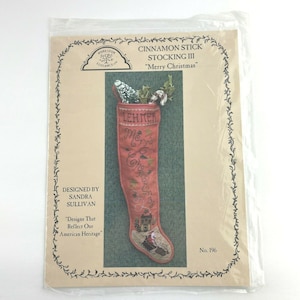 Christmas Stocking Pattern  Needlepoint Homespun Elegance Cinnamon Stick III Merry Christmas