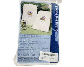 Afmetingen Theepot Bloemen Gastendoekjes Crewel Handwerken Set van 2 Craft Project