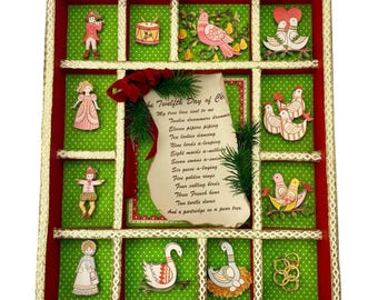 Leewards Vintage 12 Days of Christmas Shadow Box Holiday Collectible 13x11 in