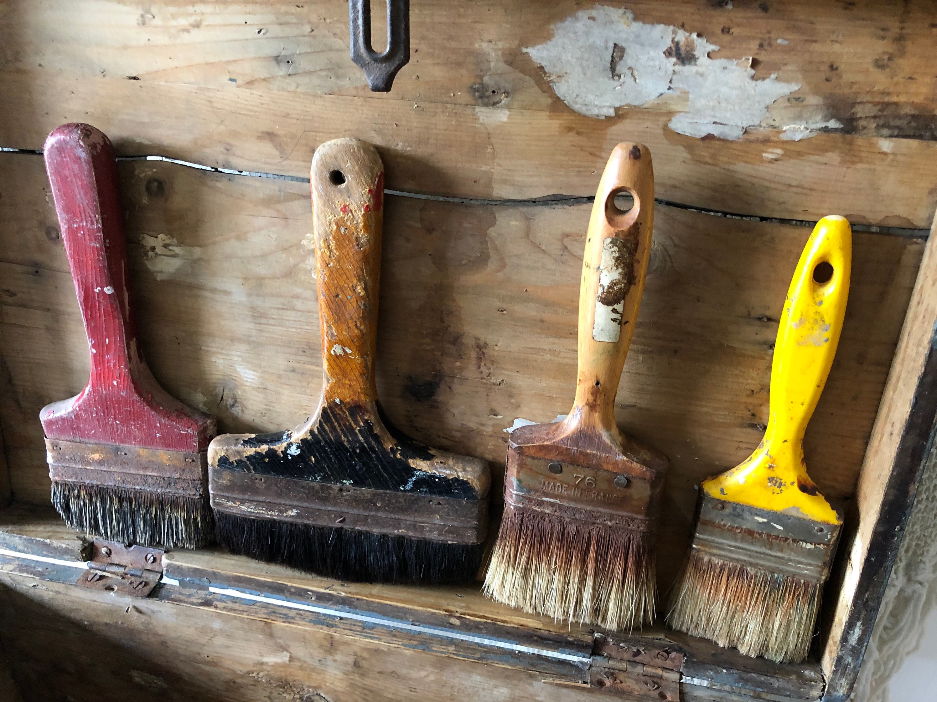 4 decorative vintage paint brushes 2 french 2 british Etsy