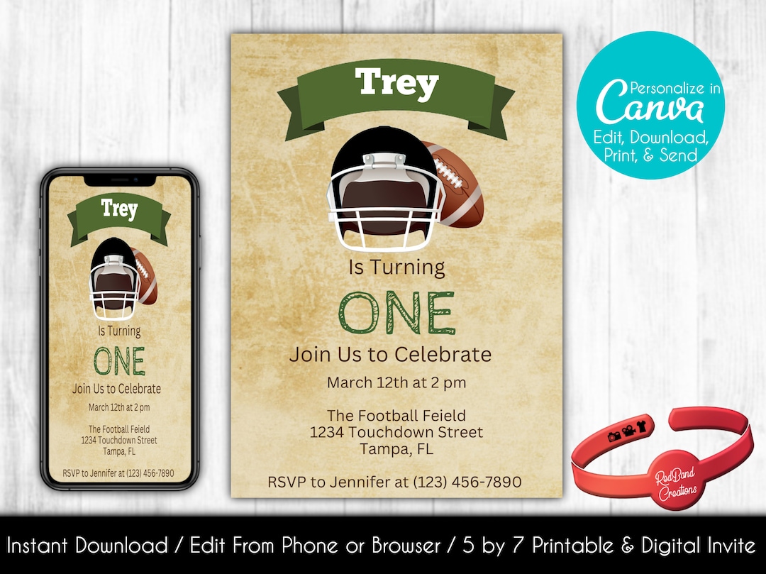 Editable First Down Birthday Invitation First Birthday - Etsy