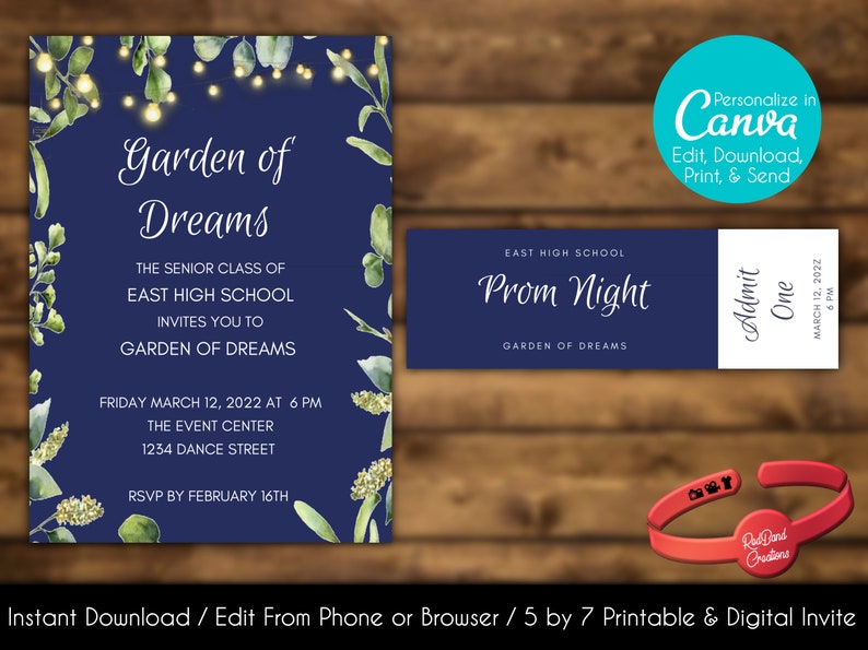 Editable Prom Invitation Formal Invitation Etsy