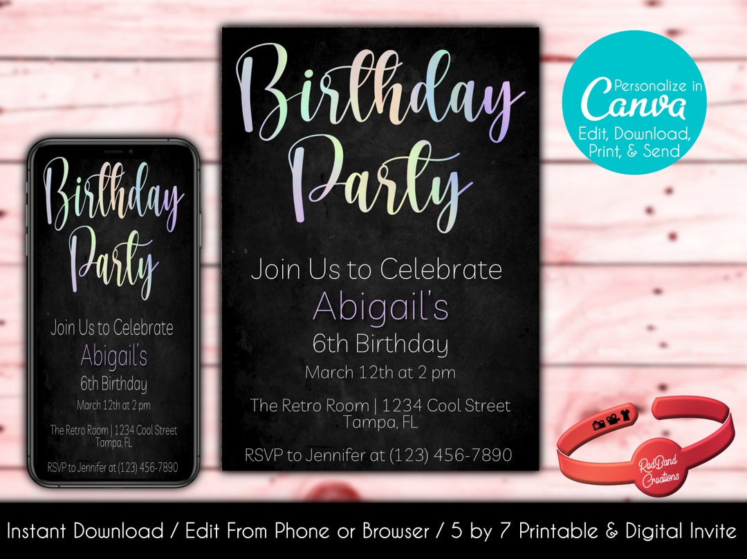 Editable Elegant Birthday Invitation 60th Birthday Milestone Birthday