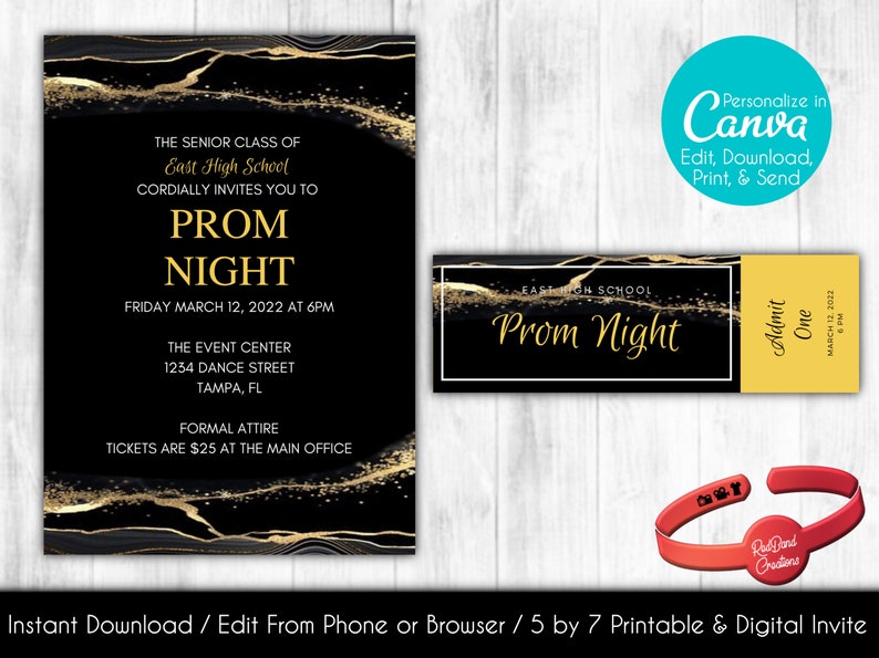 Editable Prom Invitation Formal Invitation Etsy