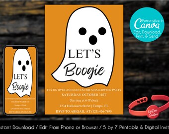 Editable Halloween Party Invitation | Kids Halloween Party | Costume Party | Adult Halloween | Canva Template | Printable | Instant Download