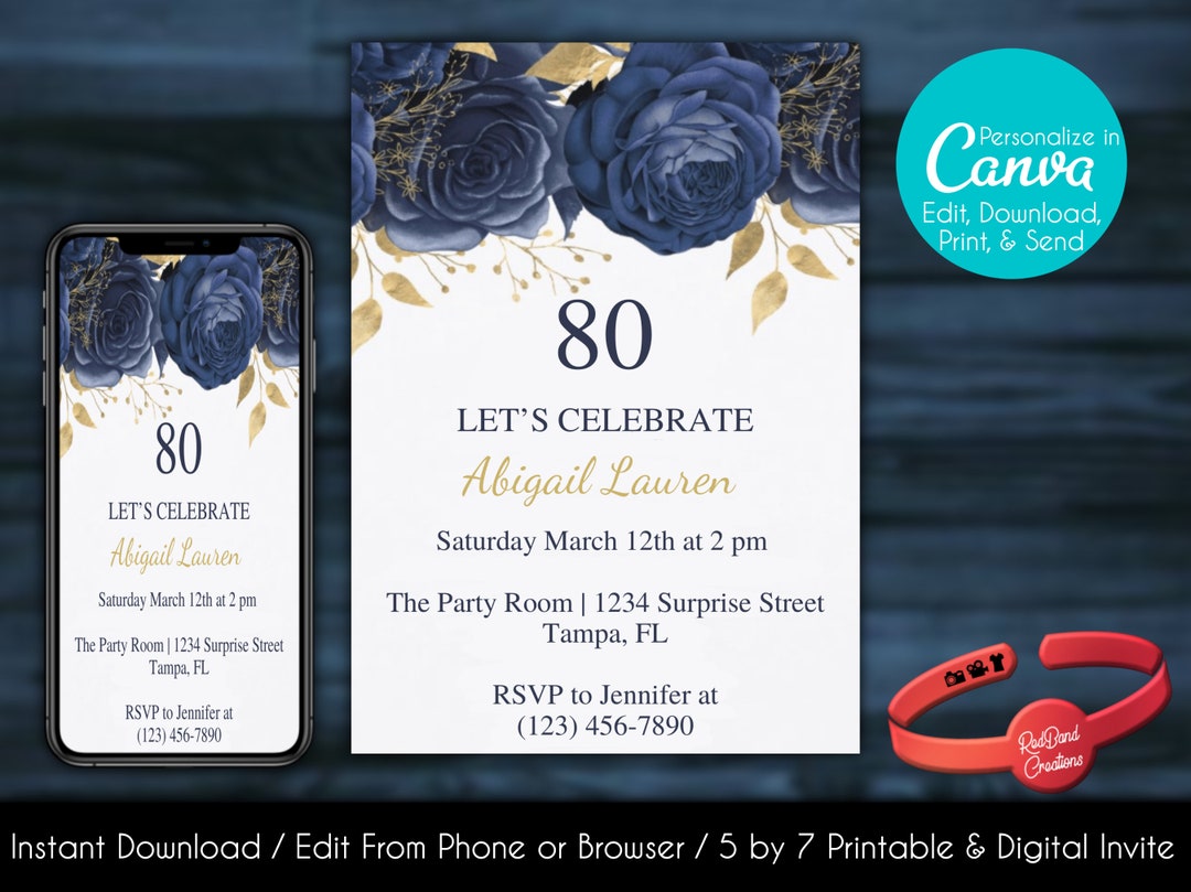 Editable Elegant Birthday Invitation 60th Birthday - Etsy