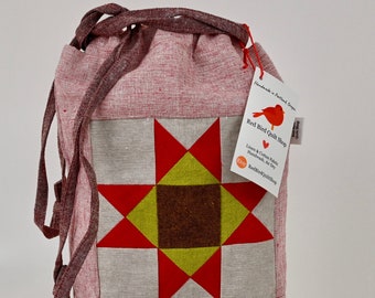 Handmade Linen & Cotton Project Bag "Apple" and French Lavender Sachet