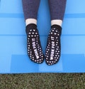 Fun, cute & motivating Work For It, yoga, barre, pilates sticky socks pink heart grips.