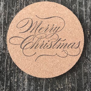 Set of 4-Black &quot;Merry Christmas&quot; Coasters
