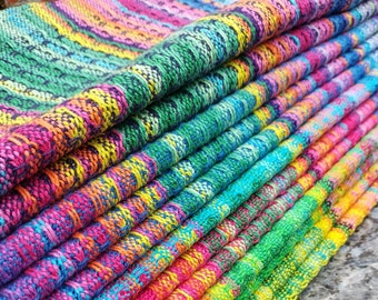 NEW! Handwoven Rainbow Organic Cotton Hemp  Guest Tea Hand towels Kitchen Linens