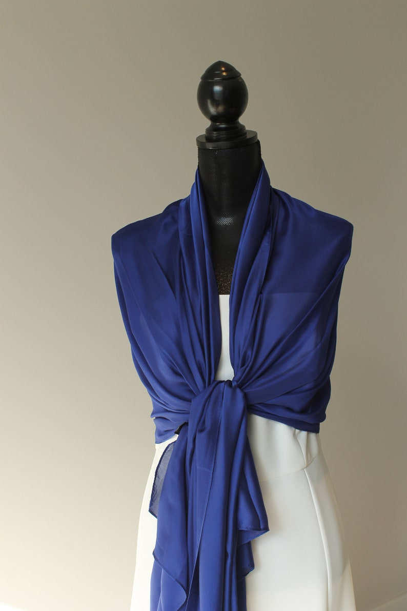 Royal Blue satin silk wrap scarf bridal party wrap wedding | Etsy