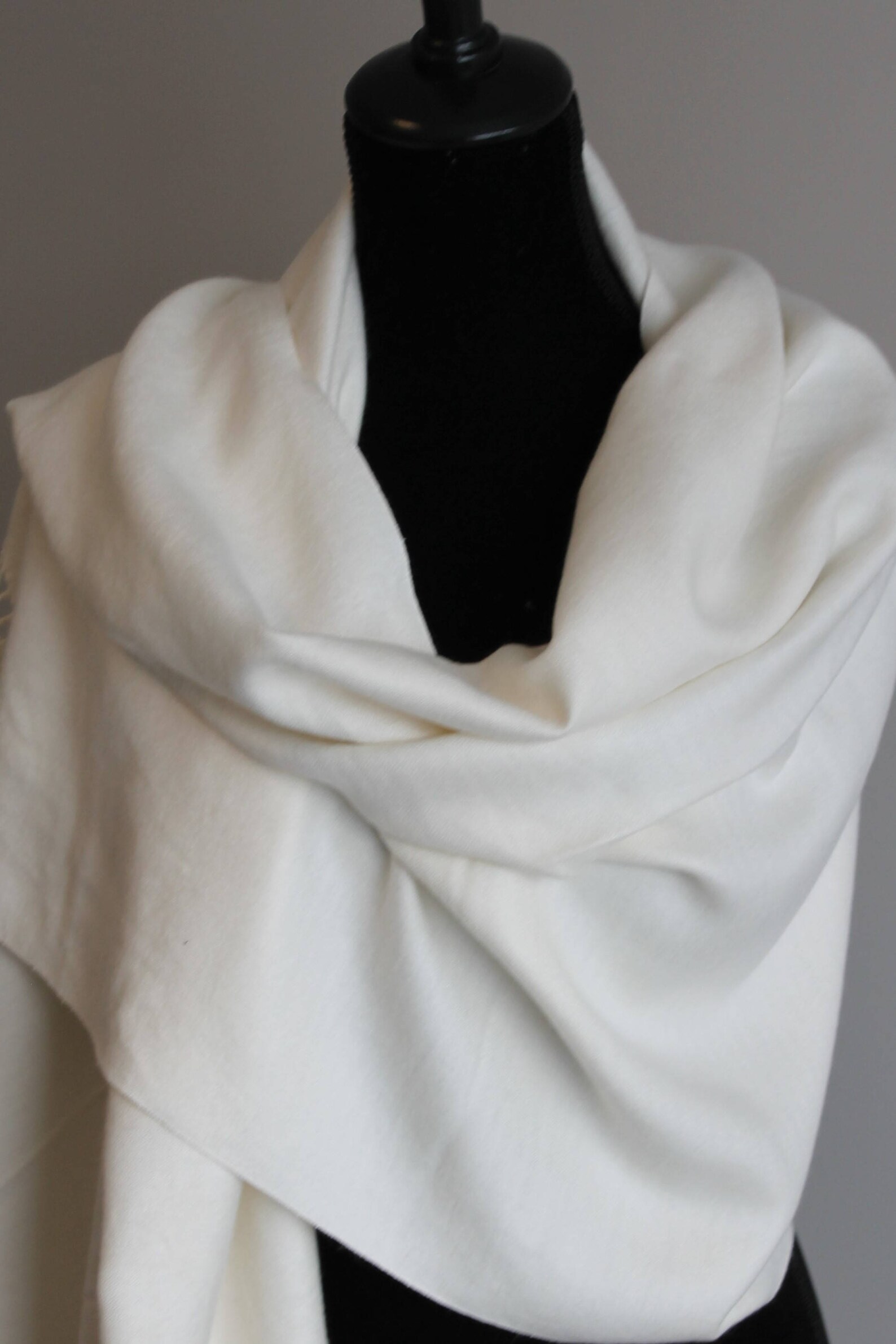 Beautiful winter white wrap shawl with Fur Pom Poms. Formal | Etsy