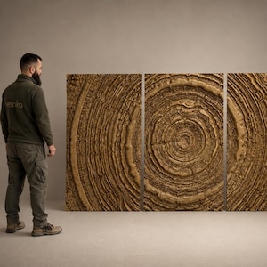 Wandbild aus Holzstamm | Großes 3D-Wandpaneel aus Holz | Von der Natur inspirierte Wanddekoration | Handgefertigte moderne Wandkunst