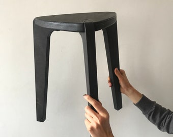 Art stool from wood in black, modern stool, black chair