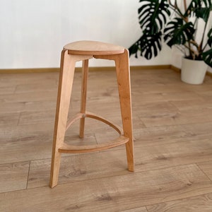 Bar stools, kitchen bar stool, three legged stool, 24 and 26 height, plywood furniture image 1