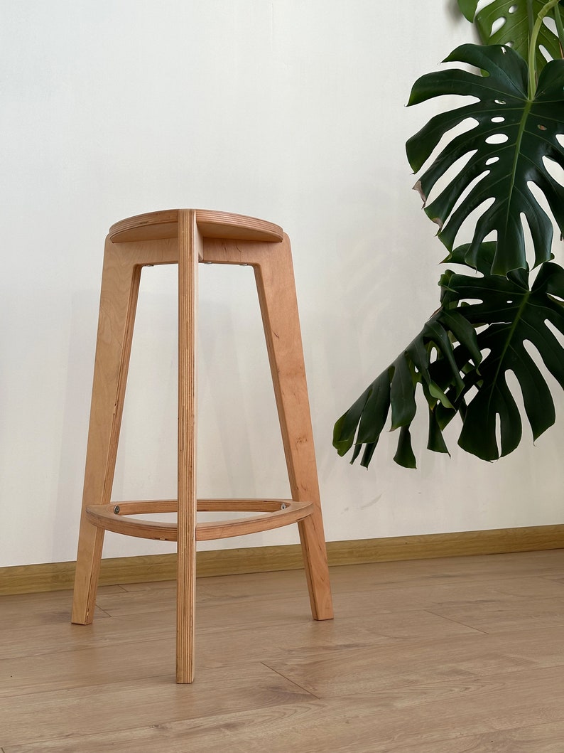 Bar stools, kitchen bar stool, three legged stool, 24 and 26 height, plywood furniture image 8