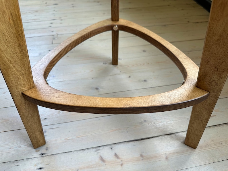 Triangular Point Stool Plywood Bar Stool in Brown, Three Legged Stool, 24