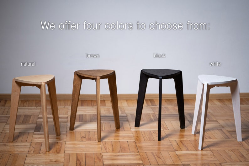 Bar stools, kitchen bar stool, three legged stool, 24 and 26 height, plywood furniture image 9