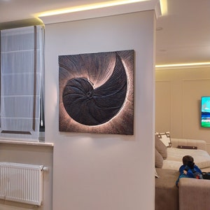 Wood Wall Arts &quot;Shell&quot; panel, Art decor, home decoration, Modern Art for wall with light