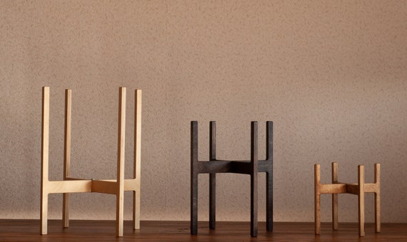 Plant stand from wood, indoor stands for flowerpots in three sizes