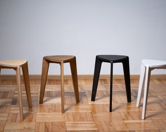 Stool, bathroom three leg stools in white, brown , wooden stools for adults and kids, plywood furniture, good for airbnb, step stool, stand