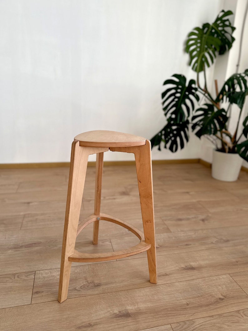 Bar stools, kitchen bar stool, three legged stool, 24 and 26 height, plywood furniture image 1