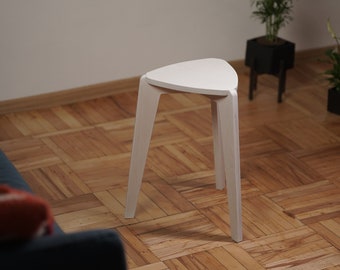 Three legs stool in white , wooden stools for adults and children