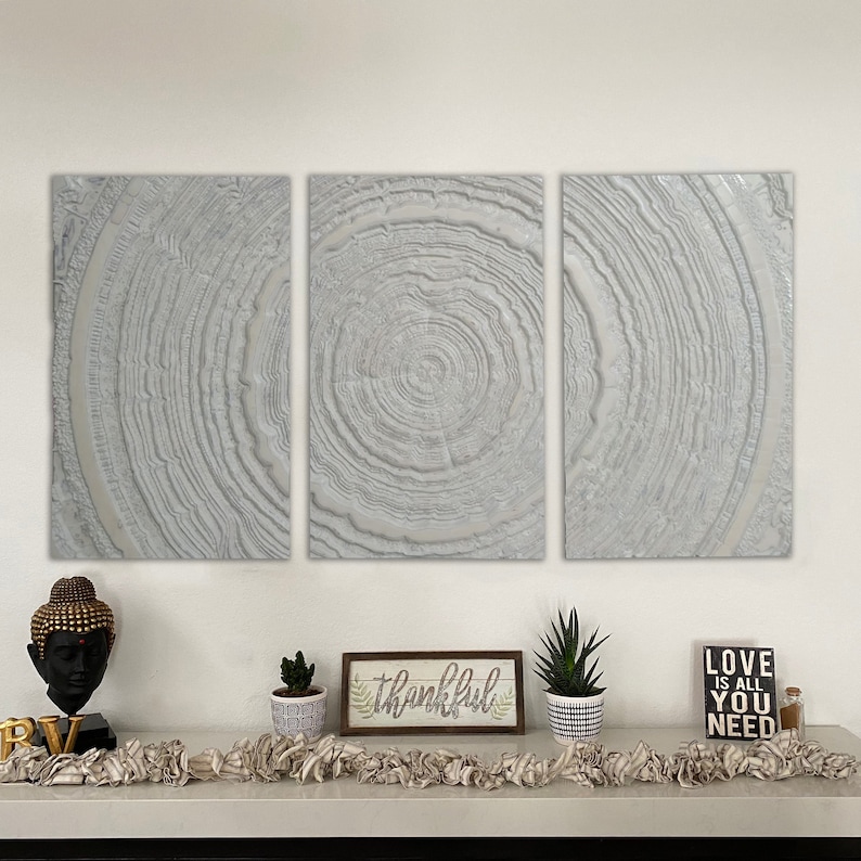 Birch Wood Triptych Wall Art, Tree Rings, Modern Accent Panels - Etsy