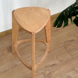 Bar stools, kitchen bar stool, three legged stool, 24 and 26 height, plywood furniture image 2