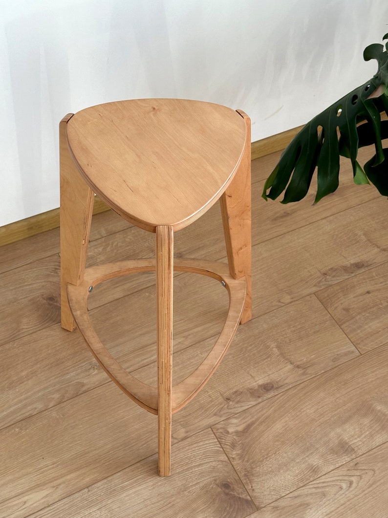 Bar stools, kitchen bar stool, three legged stool, 24 and 26 height, plywood furniture image 2