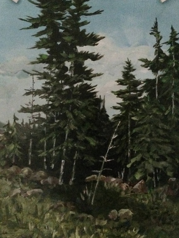 Oil Painting Evergreen Trees