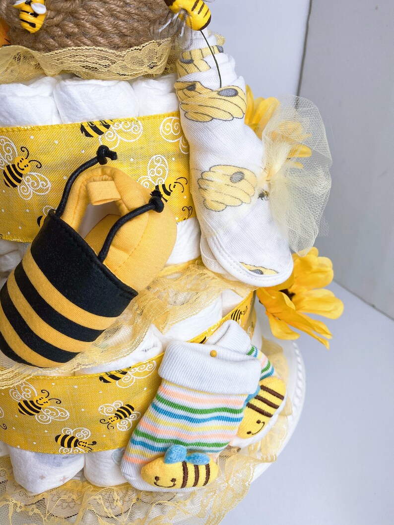 Honey Teddy Bear Diaper Cake Bee Diaper Cakebumblebee Theme Etsy
