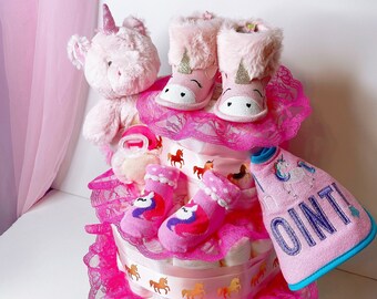 Unicorn Diaper Cake, Unicorn Themed, Girl Diaper Cake