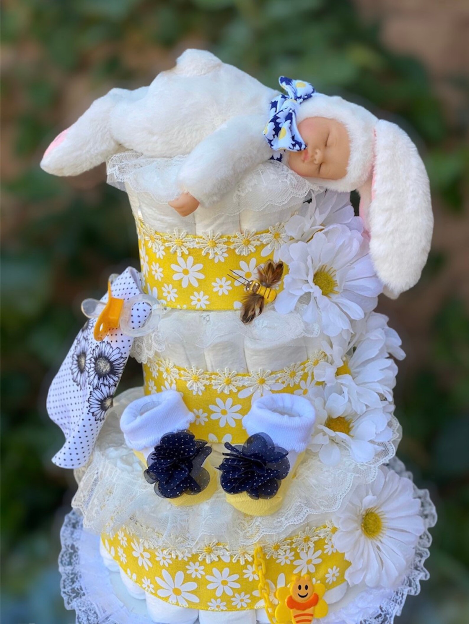 Easter Diaper Cake Bunny Diaper Cake Daisy Diaper Cake Girl Etsy