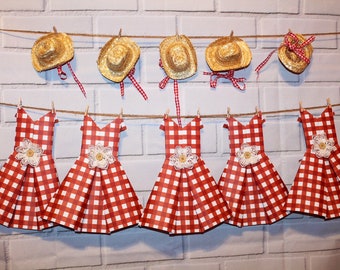 Western Themed,Cowgirl Hat, Dress Garland, Paper Garland, Wedding Garland, Baby Shower, Hat Garland, Banners,