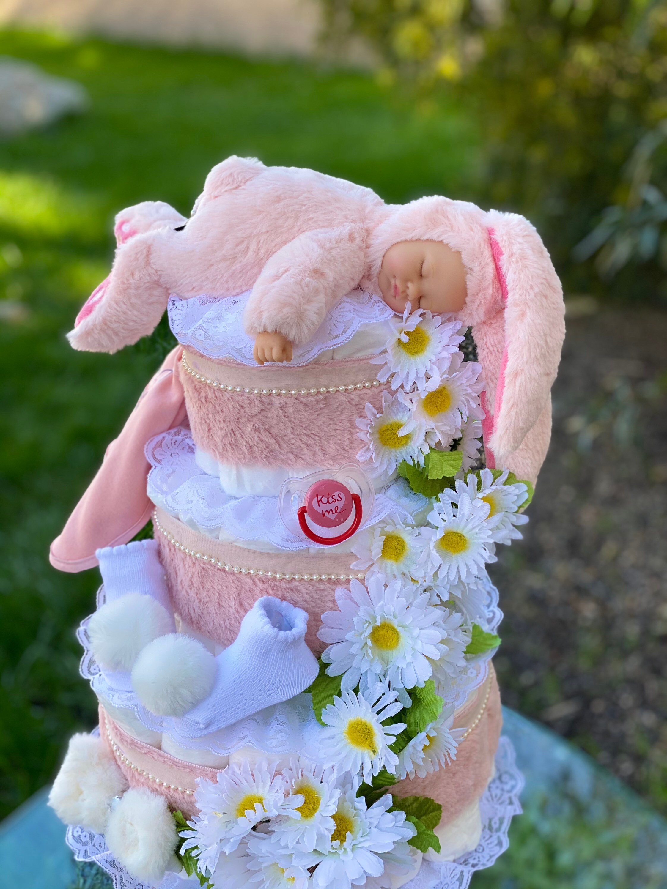Bunny Diaper Cake Easter Diaper Cake Centerpiece Etsy