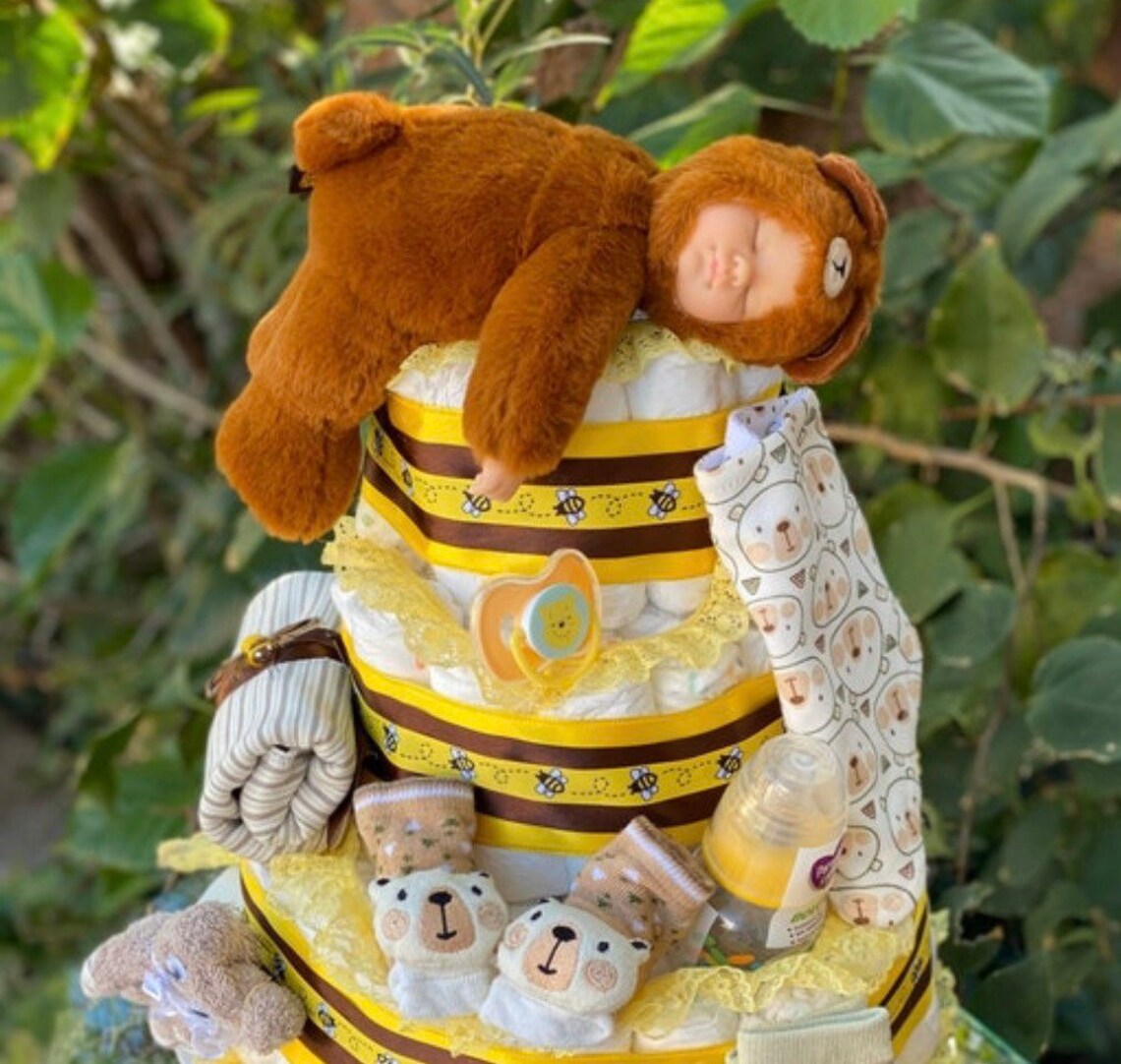 Teddy Bear Diaper Cake, Baby Shower Centerpiece - Etsy