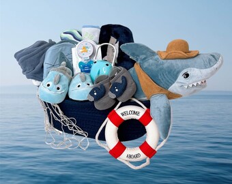 Shark Baby Gift Basket, Nautical Baby Shower Gift, Under the Sea Theme