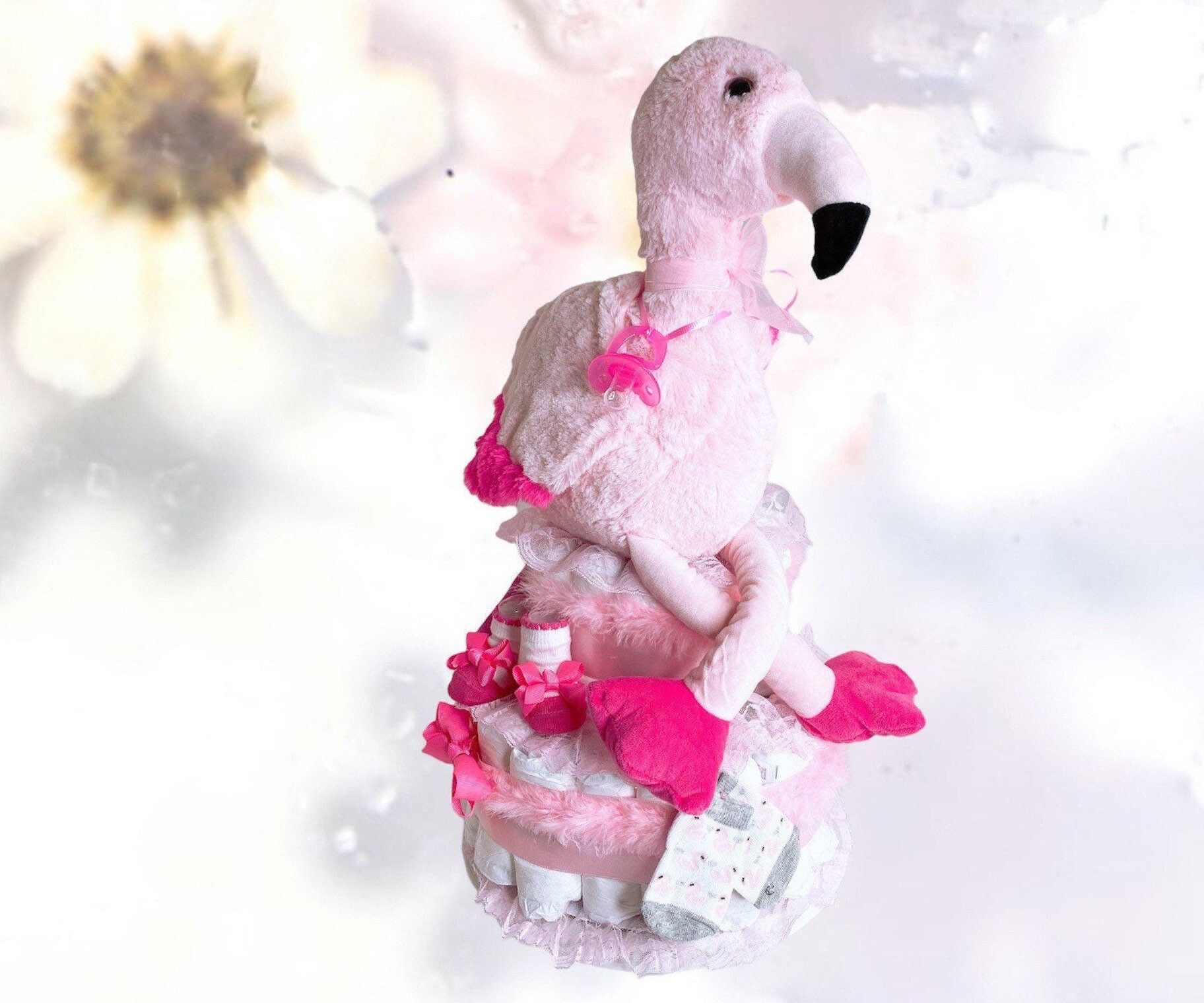 Pink Flamingo Diaper Cake Flamingo Themed Flamingo Baby Shower Centerpiece