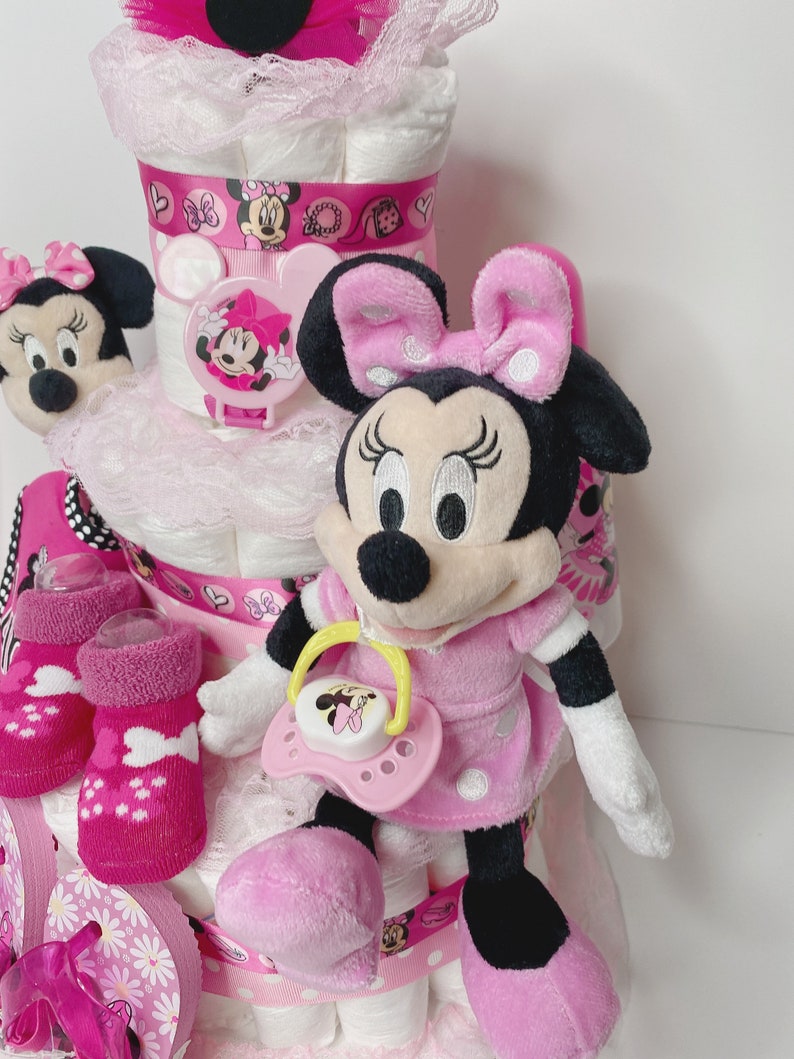 Minnie Mouse Diaper Cake Girl Diaper Cake Centerpiece | Etsy
